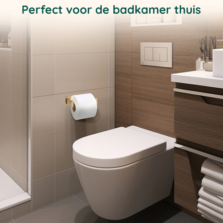 XIVADA WC rolhouder Luca - Zonder Boren - Rvs - Zelfklevend - Goud (7)