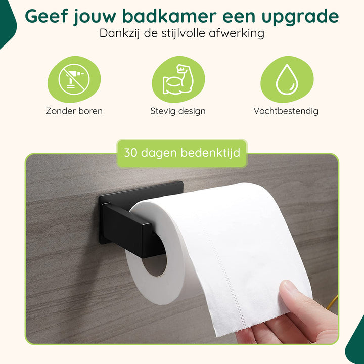 XIVADA WC rolhouder Luca - Zonder Boren - Rvs - Zelfklevend - Zwart (6)