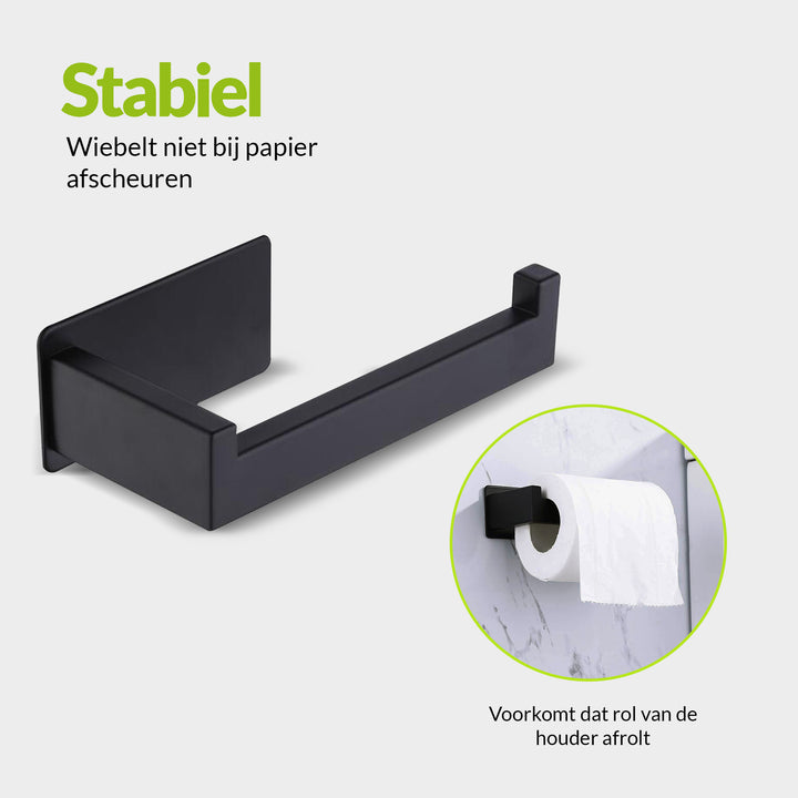 XIVADA WC rolhouder Luca - Zonder Boren - Rvs - Zelfklevend - Zwart (5)
