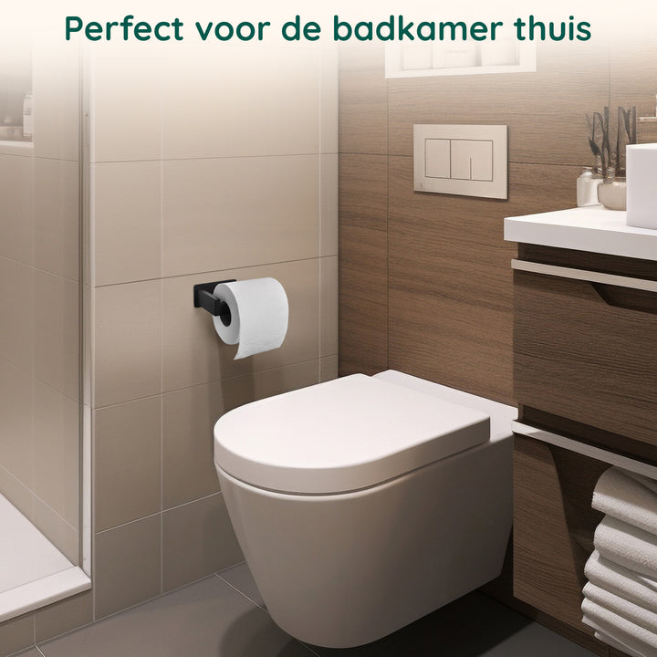 XIVADA WC rolhouder Luca - Zonder Boren - Rvs - Zelfklevend - Zwart (8)