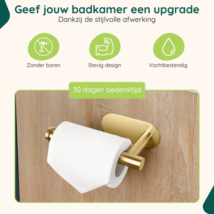 XIVADA Toiletrolhouder Nino - Rvs - Zelfklevend - Goud (7)