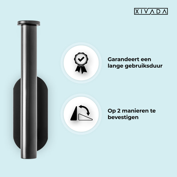 XIVADA Toiletrolhouder Nino - Rvs - Zelfklevend - Zwart (4)