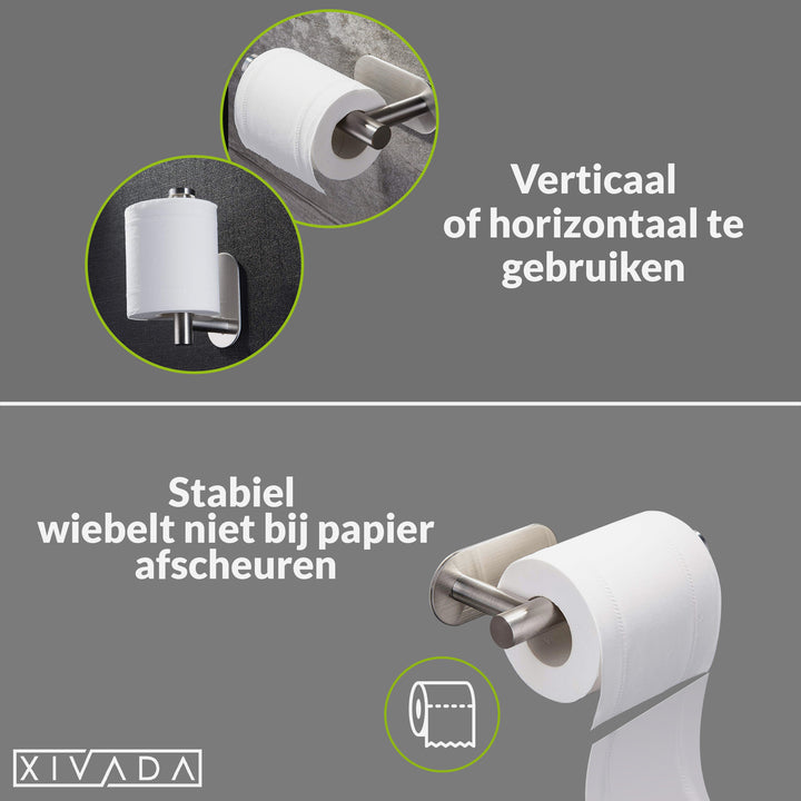 XIVADA Toiletrolhouder Nino - Rvs - Zelfklevend - Zilver (4)