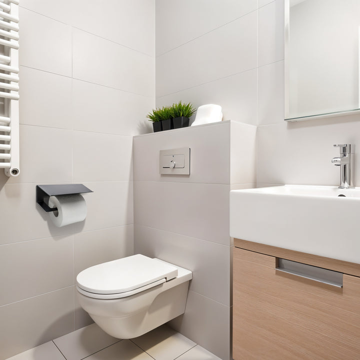 XIVADA WC Rolhouder Zeus - Met plankje - Inclusief schroefset - Zwart (8)