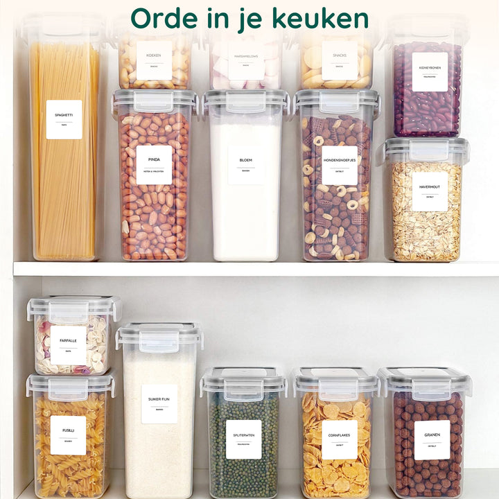 XIVADA Voorraadpotten Nena - Transparant - Met stickers - 16 stuks (6)