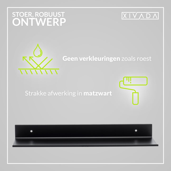 XIVADA Wandrek Rosa - Industrieel - Aluminium - Boren - Zwart - 60 cm (2)