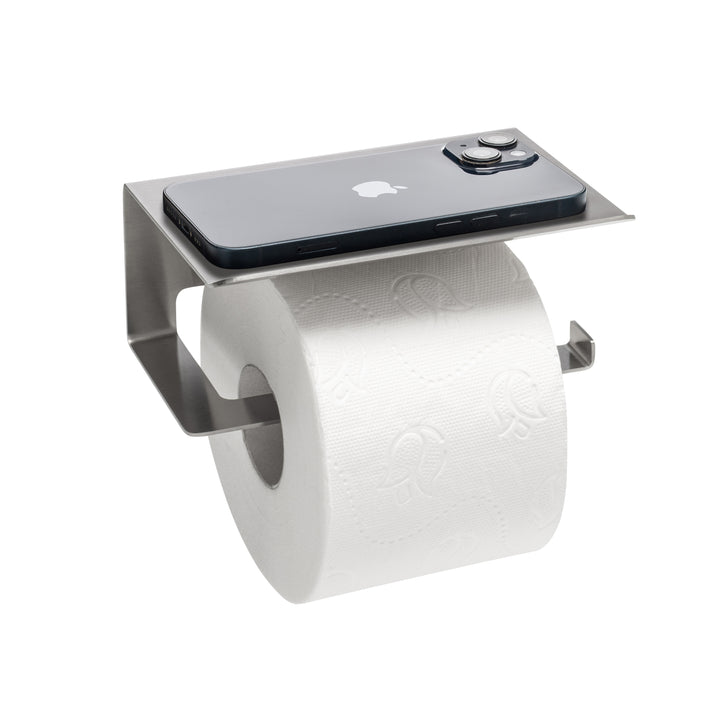 XIVADA WC Rolhouder Zeus - Met plankje - Inclusief schroefset - Zilver (2)