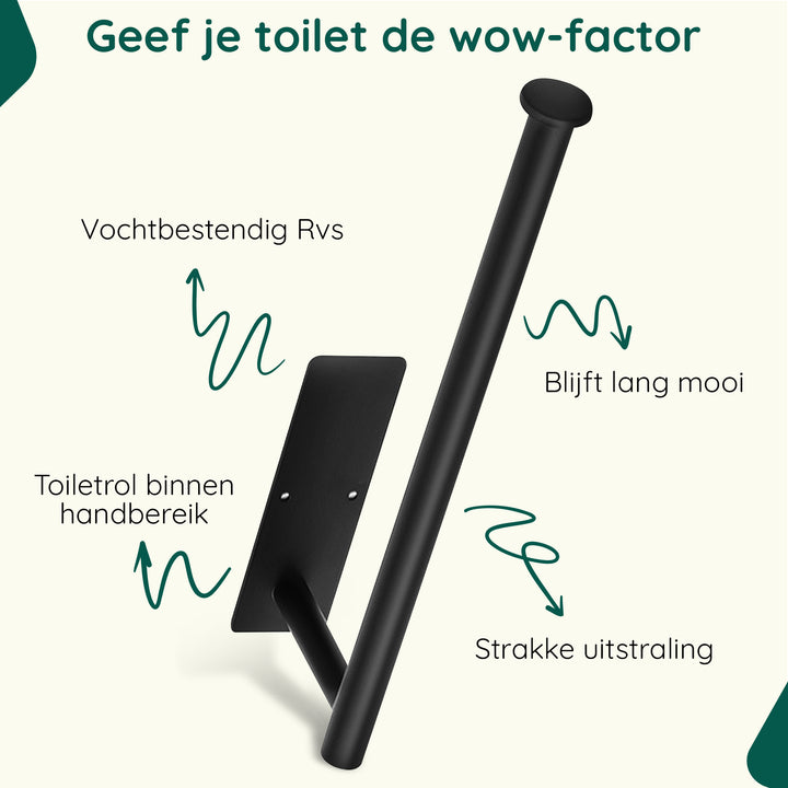 XIVADA Reserverolhouder Fera - Zelfklevend - Schroefset - Rvs - Zwart (3)