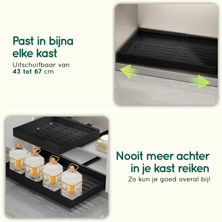 XIVADA Keukenorganizer - Schuiflade  - Aluminium - Verstelbaar - Zwart (2)