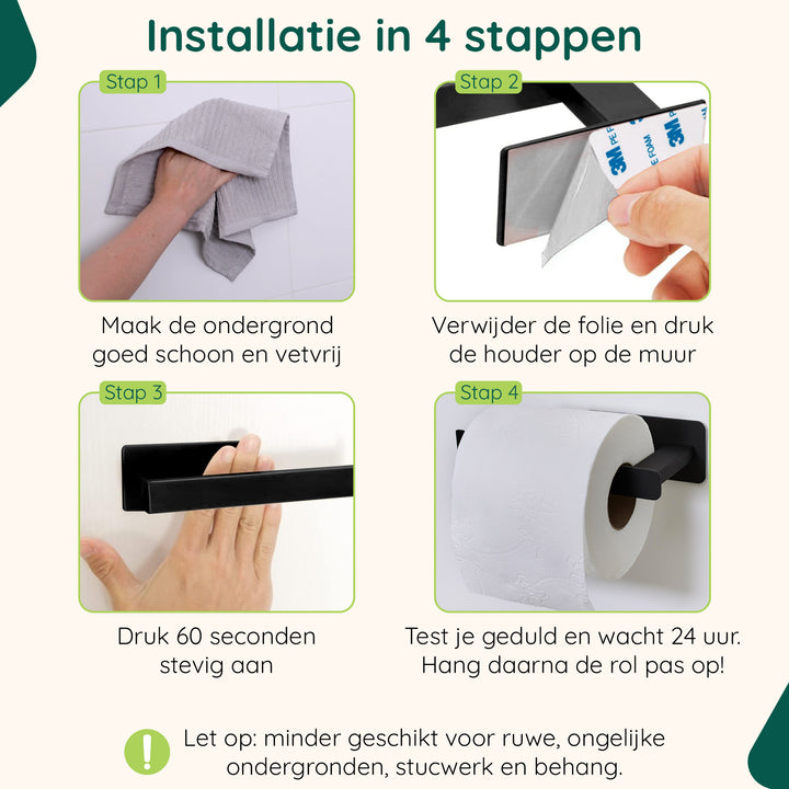 XIVADA WC rolhouder Nova - Zelfklevend - RVS - Plakstrip - Zwart (7)