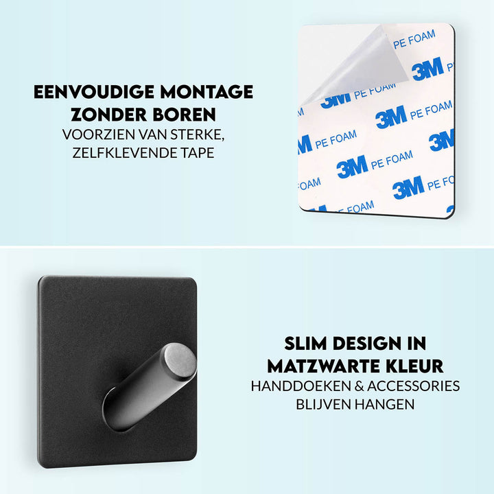 XIVADA Toiletset Zwart - Wc borstel - Wc rolhouder - Handdoekhaakjes (6)