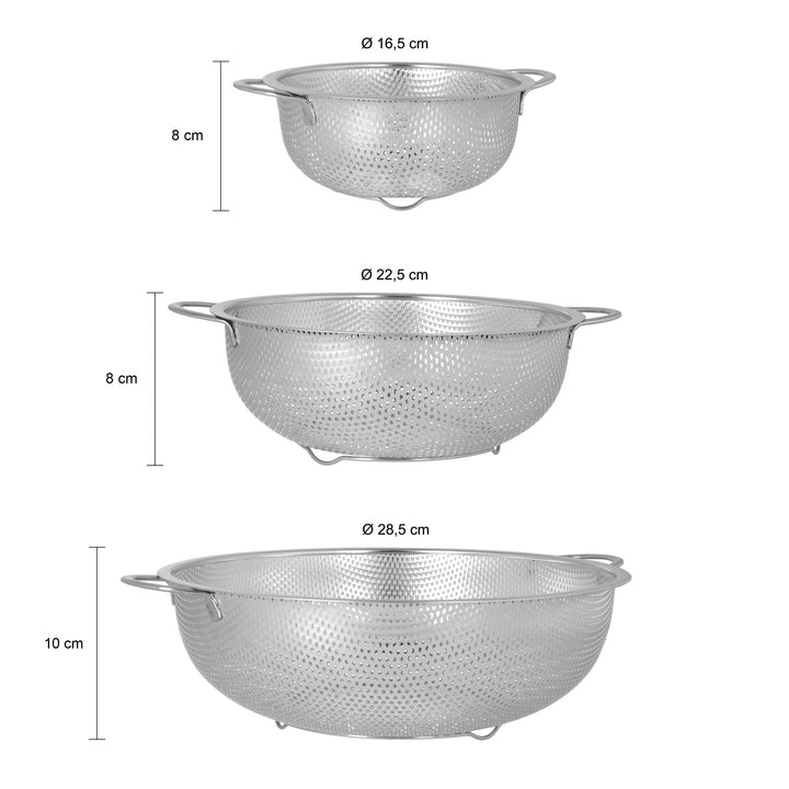 Krumble vergiet - set van 3 - 16,5 + 22,5 + 28,5 cm - RVS - Zilver (1)