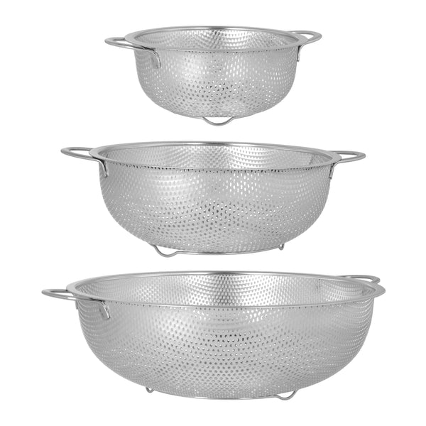 Krumble vergiet - set van 3 - 16,5 + 22,5 + 28,5 cm - RVS - Zilver