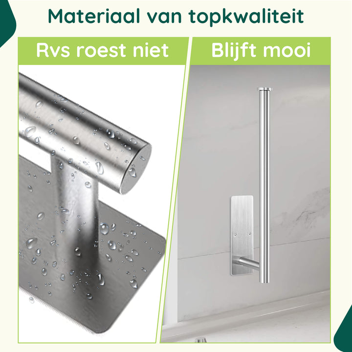 XIVADA Reserverolhouder Fera - Zelfklevend - Schroefset - Rvs - Zilver (3)