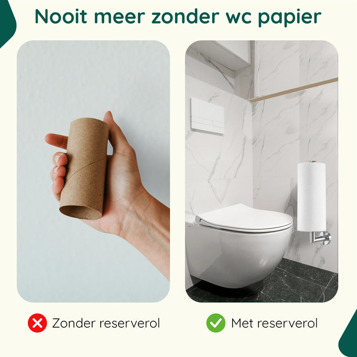 XIVADA Reserverolhouder Banci - Boren - Voor 2 wc rollen - Zilver (4)