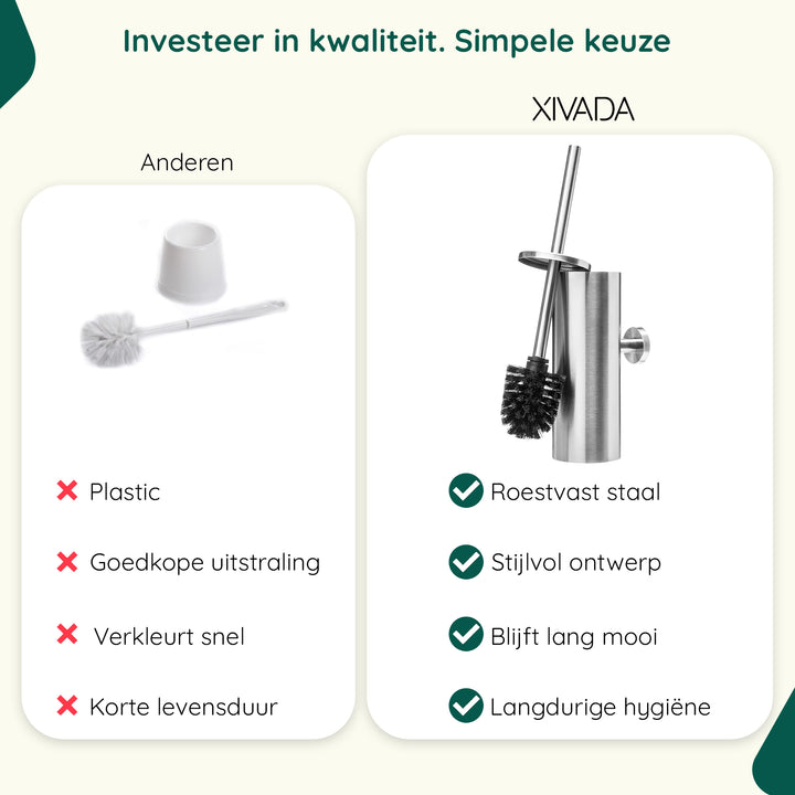 XIVADA Toiletborstel Mura - Met houder - Boren - Rvs - Zilver (2)