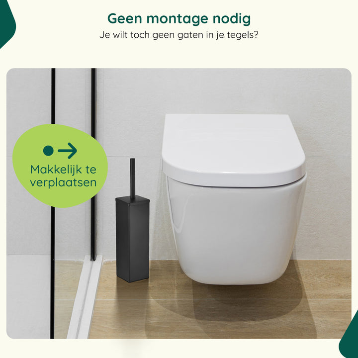 XIVADA Toiletborsterhouder Cira - Vierkant - Boren - Rvs - Zwart (6)