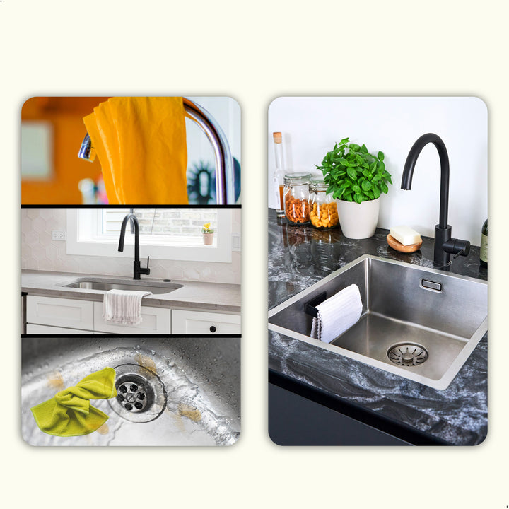 XIVADA Vaatdoekhouder Elan - Gootsteen - Rvs - Zelfklevend - Zwart (6)