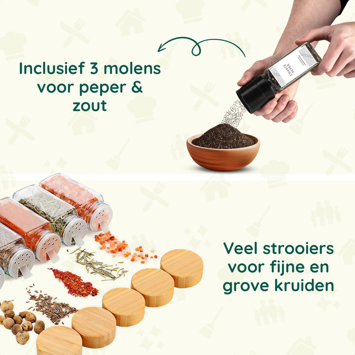 XIVADA Kruidenrek lade met potjes - 24 Kruidenpotjes - 240 stickers (7)