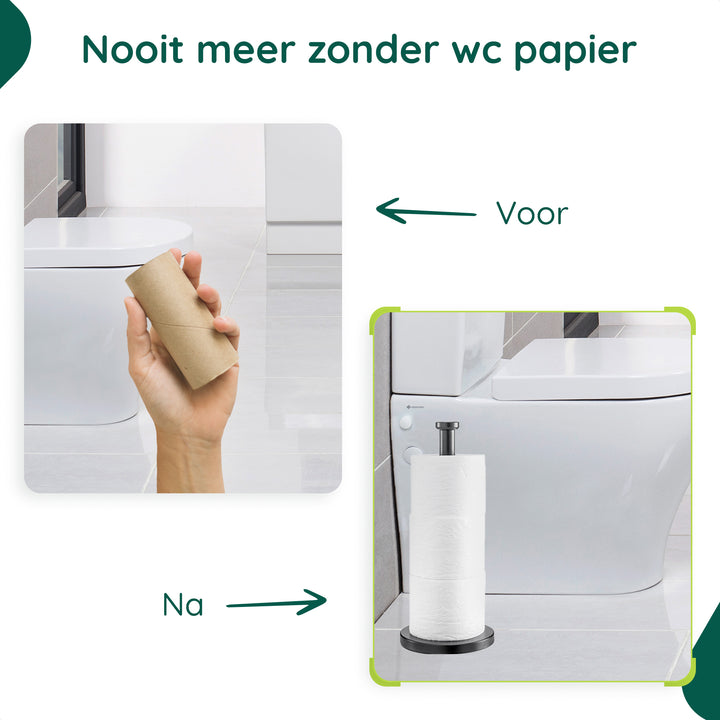XIVADA Reserverolhouder Lotis - Vrijstaand - Voor 3 wc rollen - Zwart (5)