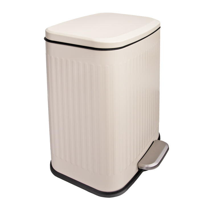 QUVIO Prullenbak 13 L - Rechthoekig afgerond - Metaal - Beige (2)