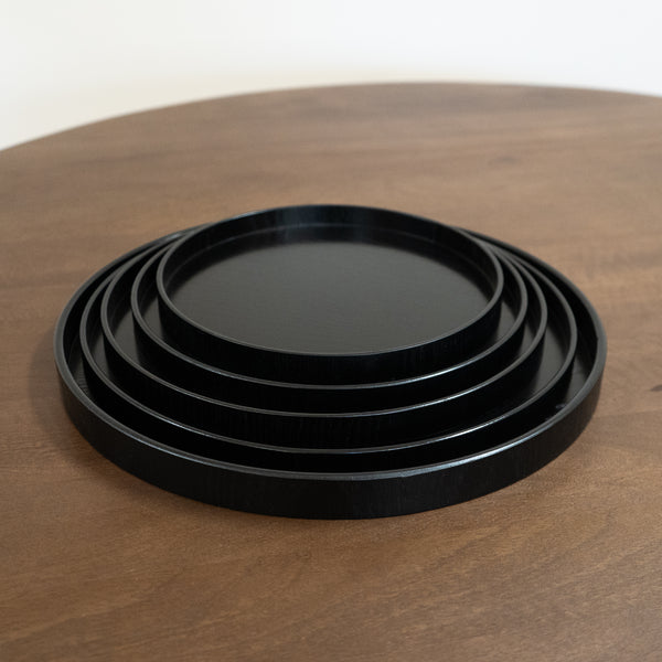 QUVIO Houten dienblad rond - Zwart - 36 cm