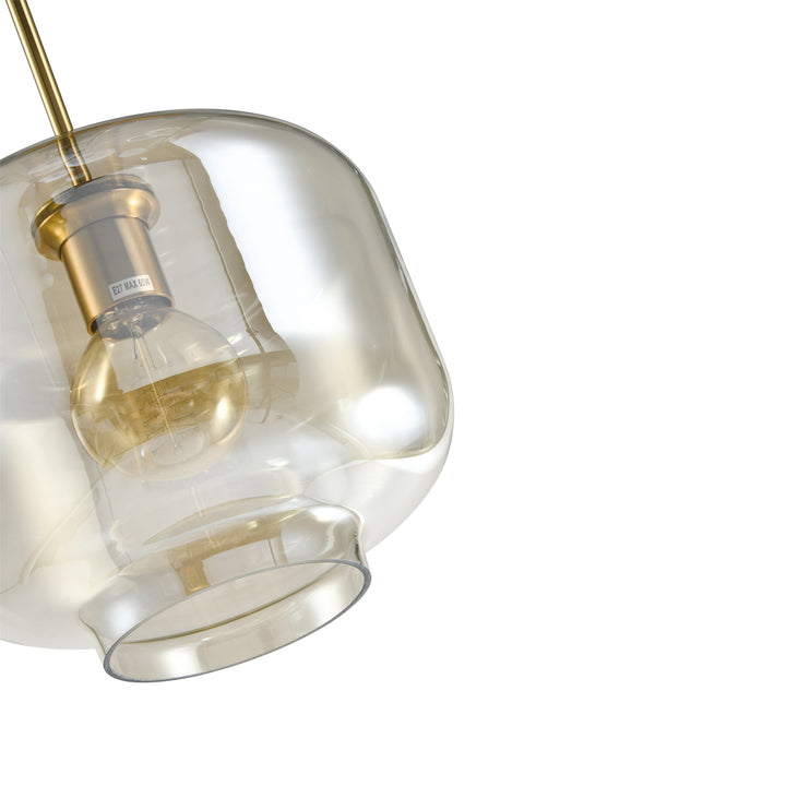 QUVIO Hanglamp met glazen kap - Metaal – Glas - Amber (3)