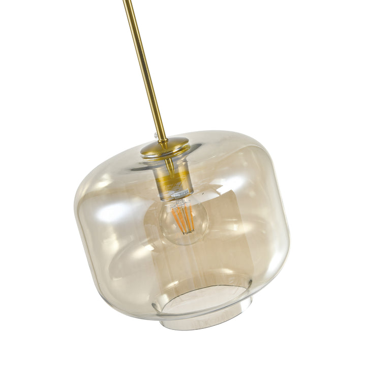 QUVIO Hanglamp met glazen kap - Metaal – Glas - Amber (2)
