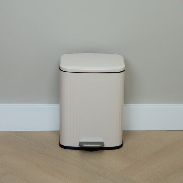 QUVIO Prullenbak 13 L - Rechthoekig afgerond - Metaal - Beige (6)