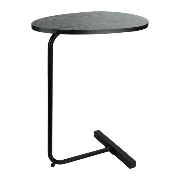 QUVIO Bijzettafel ovaal  - 30 x 45 x 60 cm - Zwart