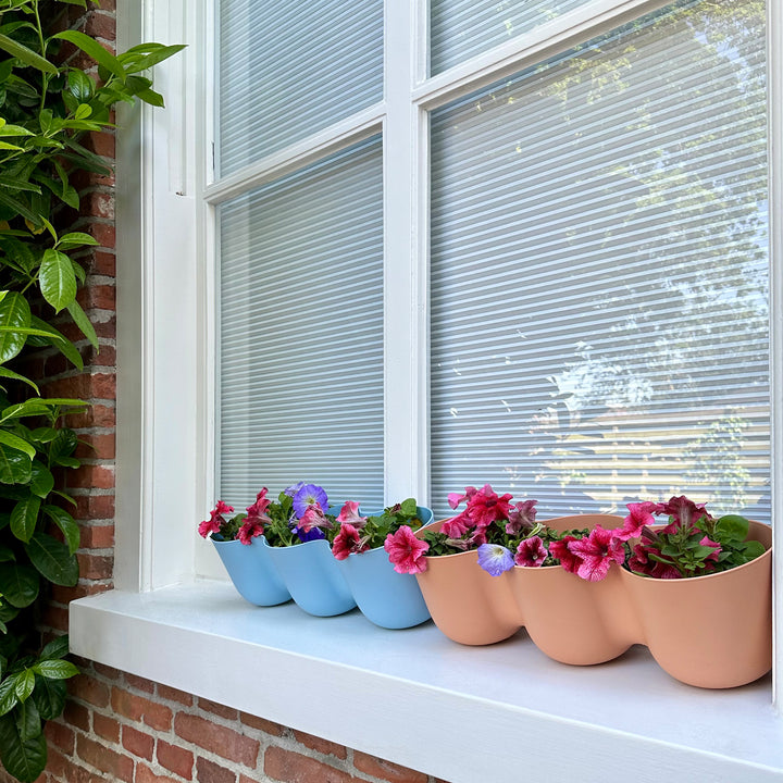 QUVIO Wand bloempot-trio plastic - Lichtblauw (2)
