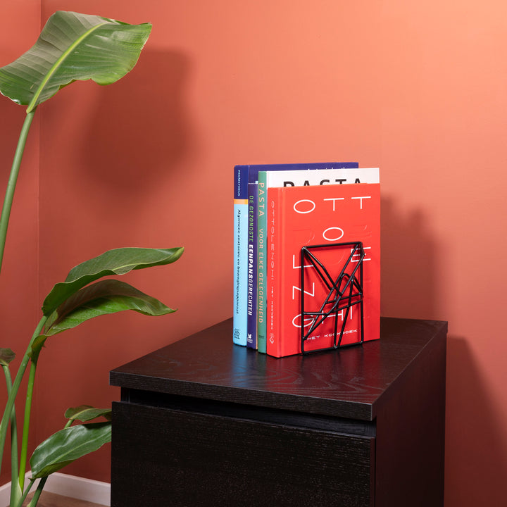 QUVIO Boekenstandaard design metaal 1 paar - Zwart (2)