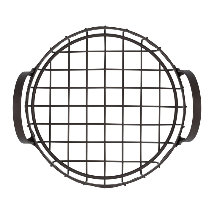 QUVIO Mand met handvaten rond - Metaal - Bruin (3)