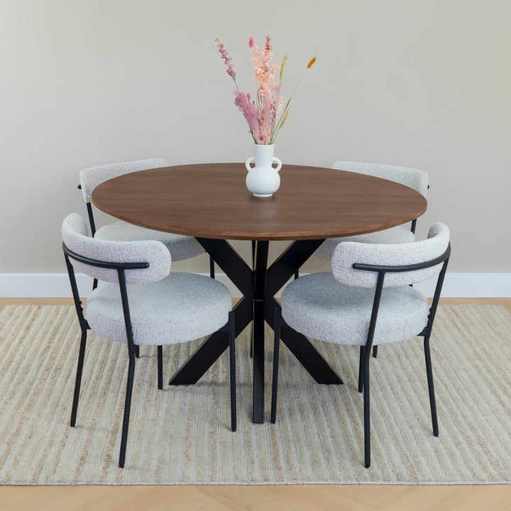QUVIO Eettafel Sofia – Rond – Ø120 – Kruispoot – Bruin (3)