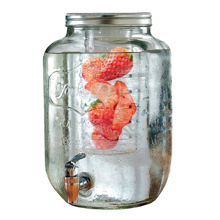 QUVIO Drank/sap dispenser glas met metalen frame (1)