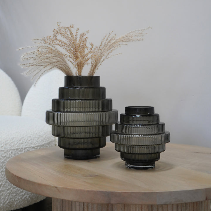 QUVIO Vaas - Glas - Grijs - Maat L (6)