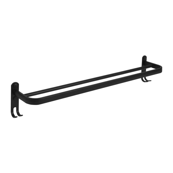 QUVIO Handdoekenrek wand met 2 stangen + 4 haakjes - 57 cm - Aluminium - Zwart