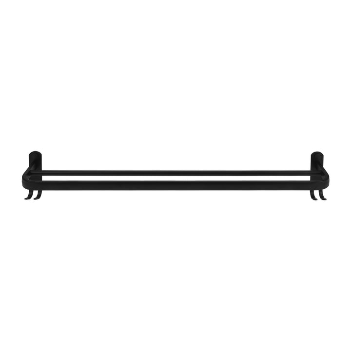 QUVIO Handdoekenrek wand met 2 stangen + 4 haakjes - 57 cm - Aluminium - Zwart (2)