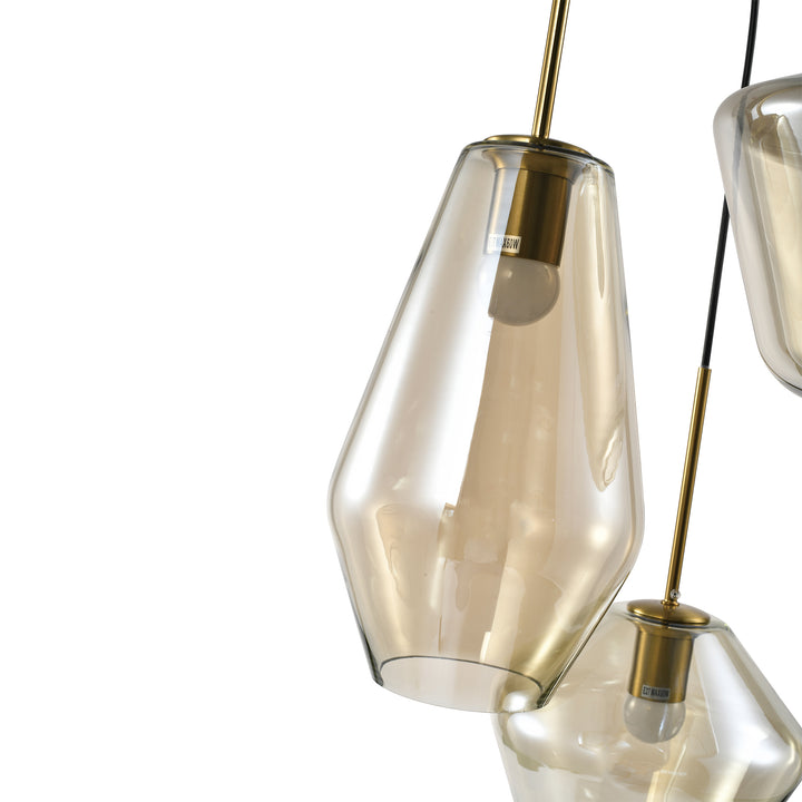 QUVIO Hanglamp verschillende kappen - 3 lichts - Metaal - Glas - Bruin (2)
