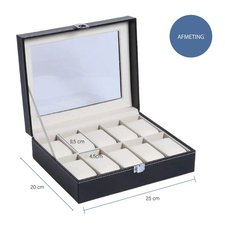 Aretica Horlogebox Luxe met 10 horloge compartimenten zwart (3)