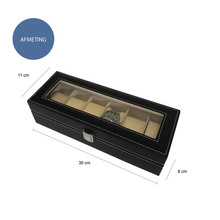 Aretica Horlogebox Luxe met 6 horloge compartimenten zwart (2)
