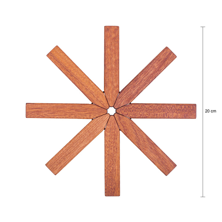 QUVIO Pannenonderzetters - Boomvormige standaard - Set van 3 - Hout (4)