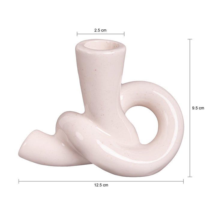 QUVIO Kaarsenhouder knot - Knot - Keramiek - Beige (3)