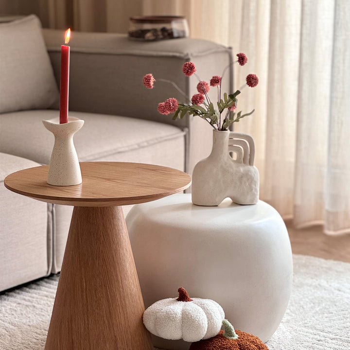 QUVIO Zandloper Kandelaar - Keramiek - Gebroken wit met spikkels (7)