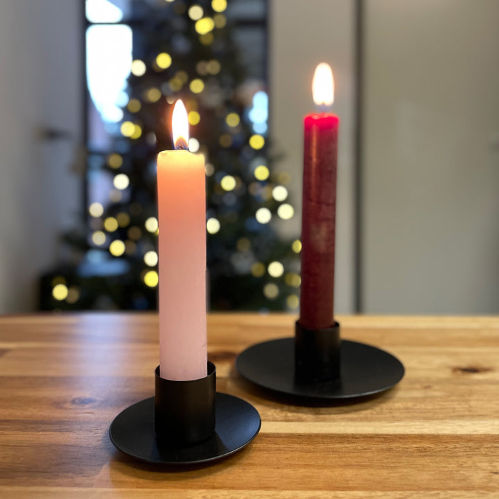 QUVIO Kaarsenstandaard rond -10 x 3 cm - Metaal - Zwart (5)