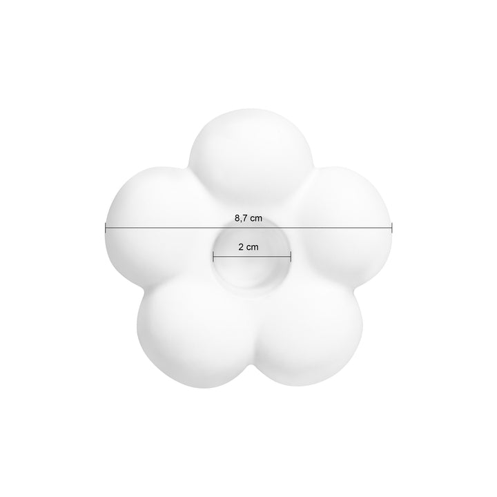 QUVIO Kandelaar bloemvorm - Klein - Keramiek - ø8,7 cm - Wit (1)