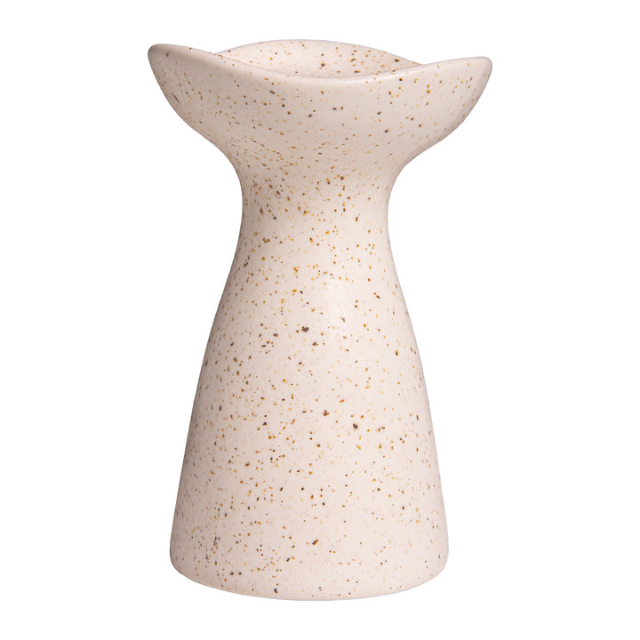 QUVIO Zandloper Kandelaar - Keramiek - Gebroken wit met spikkels (1)