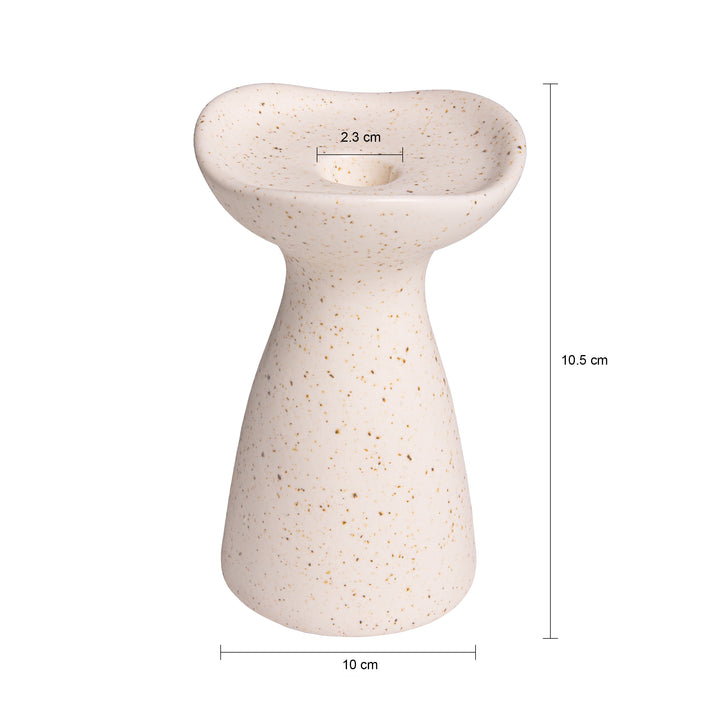 QUVIO Zandloper Kandelaar - Keramiek - Gebroken wit met spikkels (4)