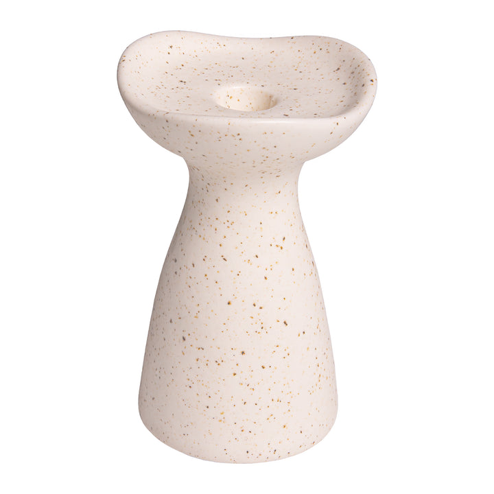 QUVIO Zandloper Kandelaar - Keramiek - Gebroken wit met spikkels (3)