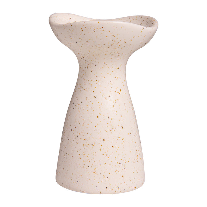QUVIO Zandloper Kandelaar - Keramiek - Gebroken wit met spikkels (2)